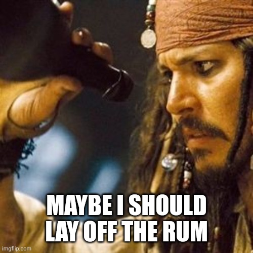 Why is the Rum Always Gone? | MAYBE I SHOULD LAY OFF THE RUM | image tagged in why is the rum always gone | made w/ Imgflip meme maker