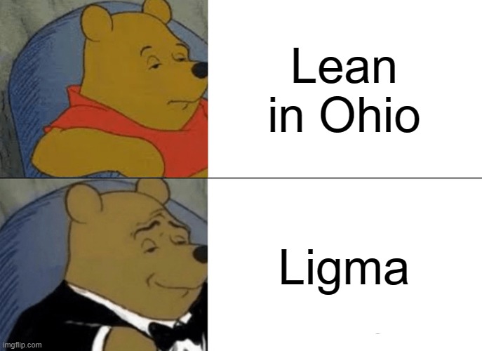 mafaka | Lean in Ohio; Ligma | image tagged in memes,tuxedo winnie the pooh,ligma,ohio | made w/ Imgflip meme maker