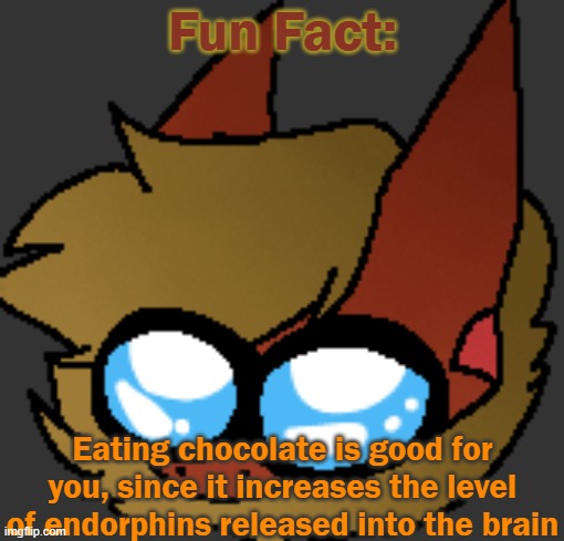 Keep eating chocolate | Fun Fact:; Eating chocolate is good for you, since it increases the level of endorphins released into the brain | image tagged in mommy | made w/ Imgflip meme maker