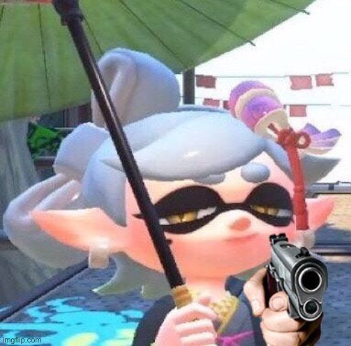 Marie with a gun | image tagged in marie with a gun,splatoon | made w/ Imgflip meme maker