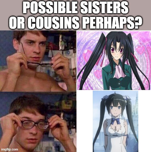 Coincidence? I think not! | POSSIBLE SISTERS OR COUSINS PERHAPS? | image tagged in spiderman glasses | made w/ Imgflip meme maker