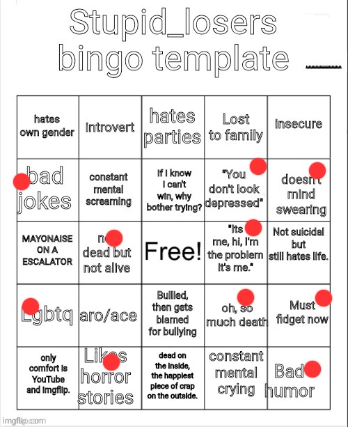 Stupid_losers bingo | image tagged in stupid_losers bingo | made w/ Imgflip meme maker