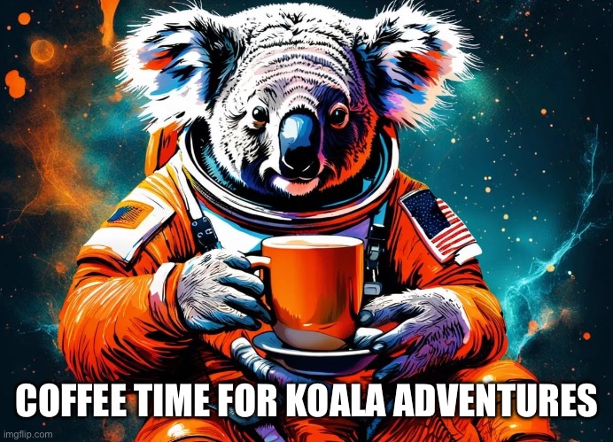 Coffee time | COFFEE TIME FOR KOALA ADVENTURES | image tagged in coffee koala,memes,gifs,funny memes,funny | made w/ Imgflip meme maker