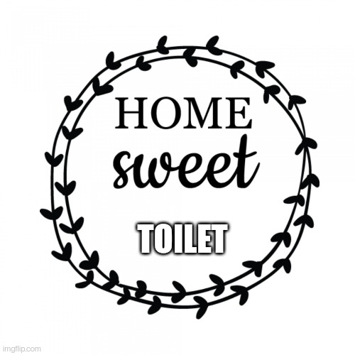 When you've been away from home | TOILET | image tagged in home sweet x | made w/ Imgflip meme maker