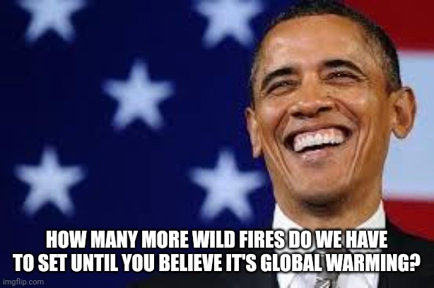Thanks Obama | HOW MANY MORE WILD FIRES DO WE HAVE TO SET UNTIL YOU BELIEVE IT'S GLOBAL WARMING? | image tagged in thanks obama,wildfires,dirty laundry | made w/ Imgflip meme maker