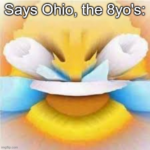 Laughing crying emoji with open eyes  | Says Ohio, the 8yo's: | image tagged in laughing crying emoji with open eyes | made w/ Imgflip meme maker