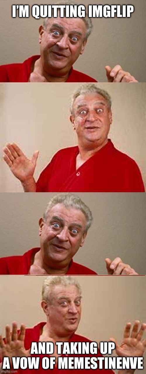 Bad Pun Rodney Dangerfield | I’M QUITTING IMGFLIP; AND TAKING UP A VOW OF MEMESTINENVE | image tagged in bad pun rodney dangerfield | made w/ Imgflip meme maker