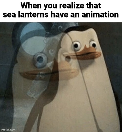 Shocked Skipper | When you realize that sea lanterns have an animation | image tagged in shocked skipper | made w/ Imgflip meme maker