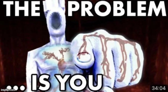 THE PROBLEM... IS YOU | image tagged in the problem is you | made w/ Imgflip meme maker