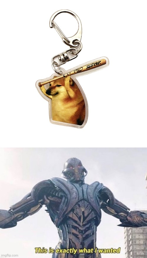 Cheems Doge Keychain with a bat | image tagged in exactly what ultron wanted,cheems,doge,keychain,bat,memes | made w/ Imgflip meme maker