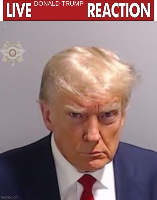 DONALD TRUMP | image tagged in live x reaction,donald trump mugshot | made w/ Imgflip meme maker
