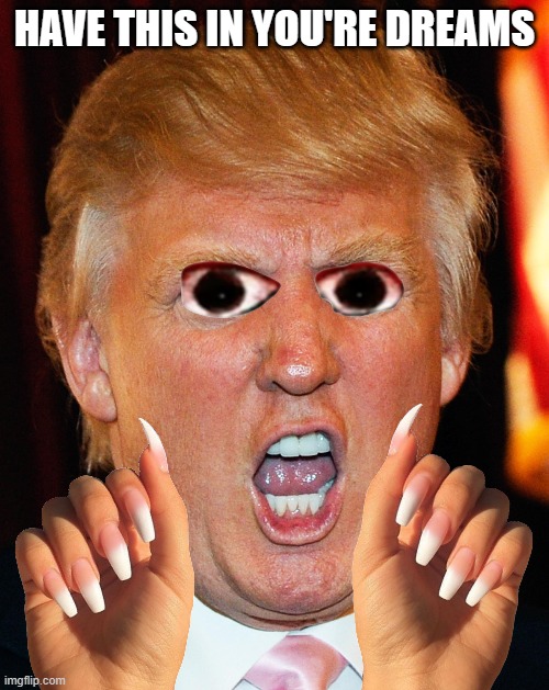 hope you get nightmares | HAVE THIS IN YOU'RE DREAMS | image tagged in donald trump i will duck you up | made w/ Imgflip meme maker