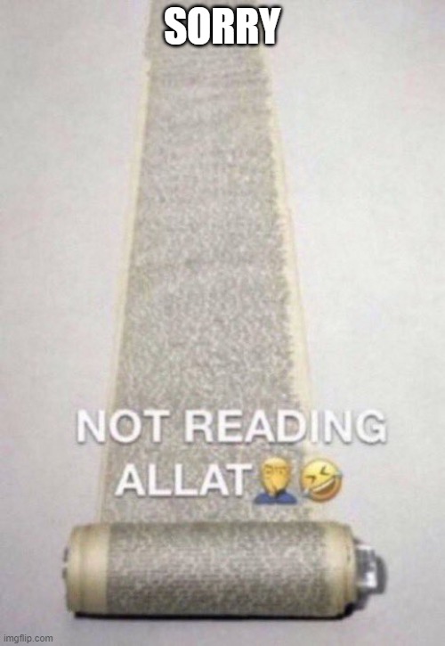 Not Reading Allat | SORRY | image tagged in not reading allat | made w/ Imgflip meme maker