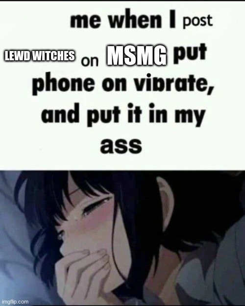 Me when I post X on X Put my phone on vibrate & shove it up ass | MSMG; LEWD WITCHES | image tagged in me when i post x on x put my phone on vibrate shove it up ass | made w/ Imgflip meme maker