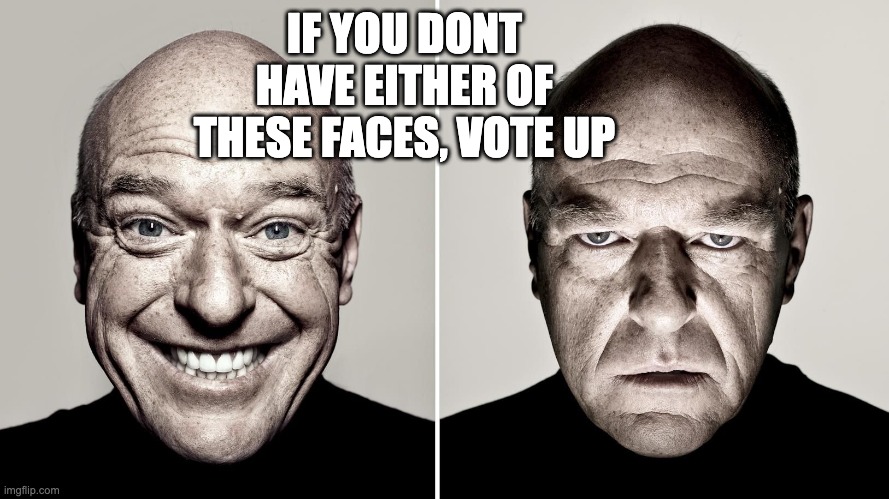 Dean Norris's reaction | IF YOU DONT HAVE EITHER OF THESE FACES, VOTE UP | image tagged in dean norris's reaction | made w/ Imgflip meme maker