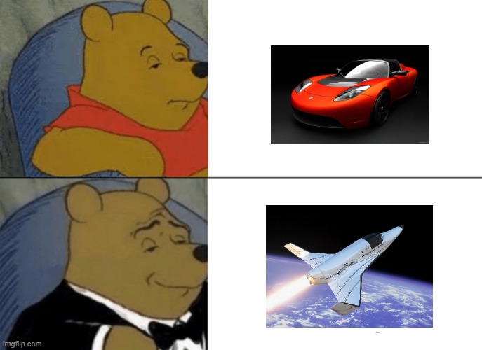 whinnie the pooh loves rocket ships | image tagged in memes,tuxedo winnie the pooh | made w/ Imgflip meme maker