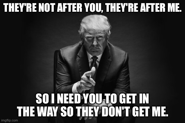 Thug Life | THEY'RE NOT AFTER YOU, THEY'RE AFTER ME. SO I NEED YOU TO GET IN THE WAY SO THEY DON'T GET ME. | image tagged in donald trump thug life | made w/ Imgflip meme maker