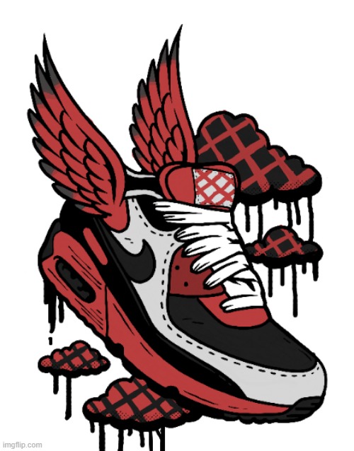 "THE WINGED NIKE SHOE" | image tagged in art,shoes,nike | made w/ Imgflip meme maker