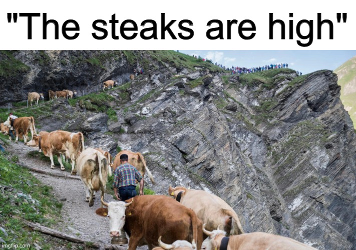 Ik I already made something similar to this, but whatever | "The steaks are high" | made w/ Imgflip meme maker