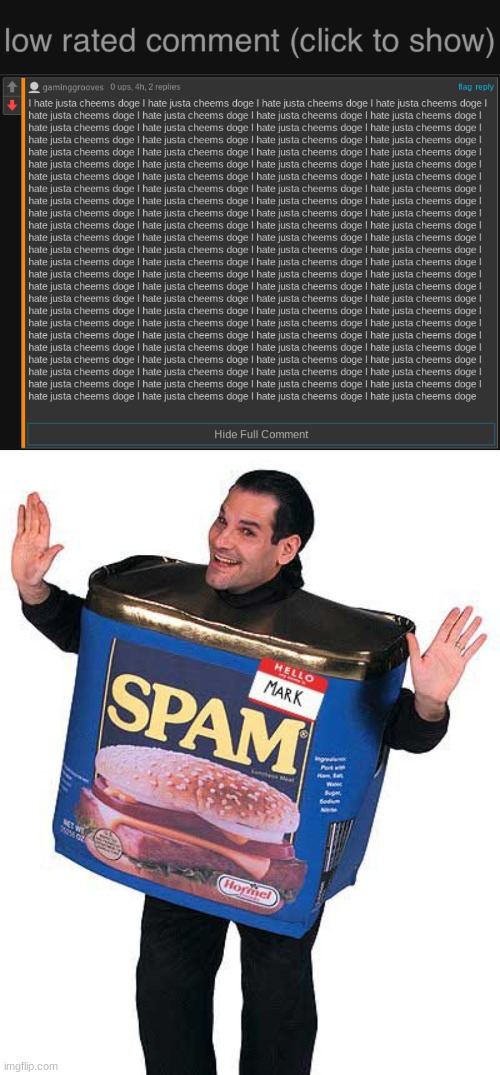 I think this type of Spam could get gaminggrooves Finally Banned by Moderators. | image tagged in low rated comment dark mode version,spam | made w/ Imgflip meme maker