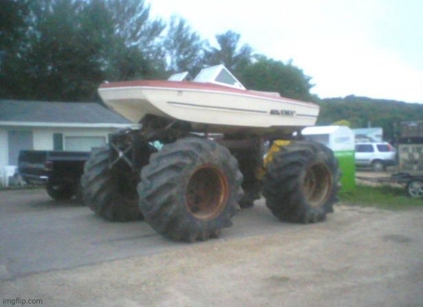 #3,442 | image tagged in cursed image,cursed,wheels,boat,tires,wtf | made w/ Imgflip meme maker