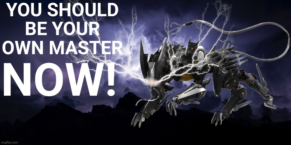 You should be your own master NOW! | YOU SHOULD BE YOUR OWN MASTER; NOW! | image tagged in kys clouds | made w/ Imgflip meme maker