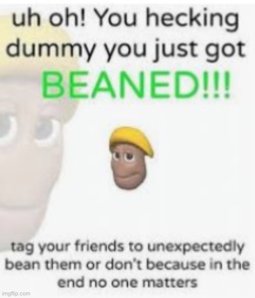 You just got Beaned | image tagged in you just got beaned | made w/ Imgflip meme maker