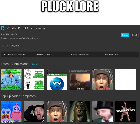 PLUCK LORE | made w/ Imgflip meme maker