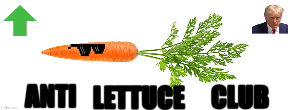 If people are posting images of veggies why do the same one? ¯\_(ツ)_/¯ | ANTI; LETTUCE; CLUB | image tagged in carrot,so true memes,memes,devious donald | made w/ Imgflip meme maker