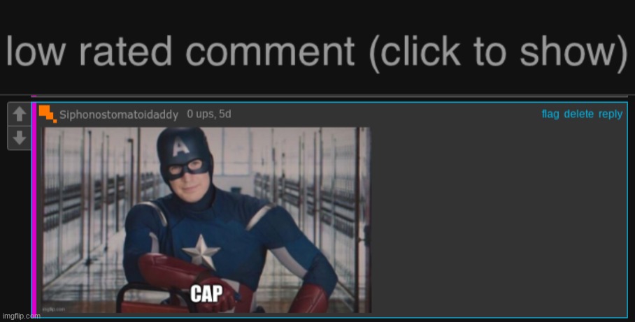 I found this Low-rated Comment in the Comment Flagging Page while Messing Around. | image tagged in low rated comment dark mode version | made w/ Imgflip meme maker