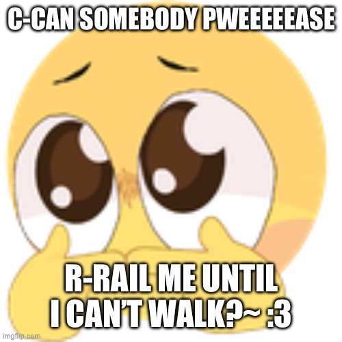 Pwease | C-CAN SOMEBODY PWEEEEEASE; R-RAIL ME UNTIL I CAN’T WALK?~ :3 | image tagged in pwease | made w/ Imgflip meme maker