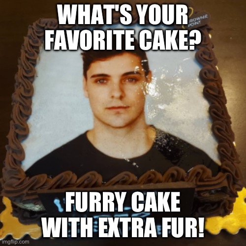 CAKE | WHAT'S YOUR FAVORITE CAKE? FURRY CAKE WITH EXTRA FUR! | image tagged in cake | made w/ Imgflip meme maker