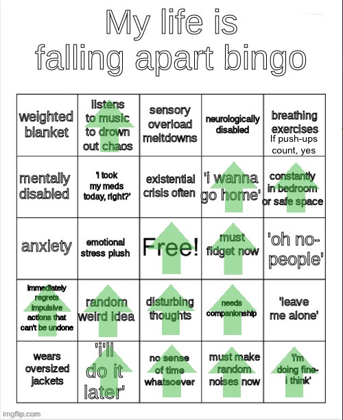 I mean I might be bad, but that one McDonald cashier is badder- | If push-ups count, yes | image tagged in my life is falling apart bingo | made w/ Imgflip meme maker