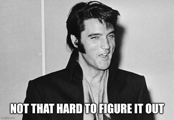 Elvis | NOT THAT HARD TO FIGURE IT OUT | image tagged in elvis | made w/ Imgflip meme maker