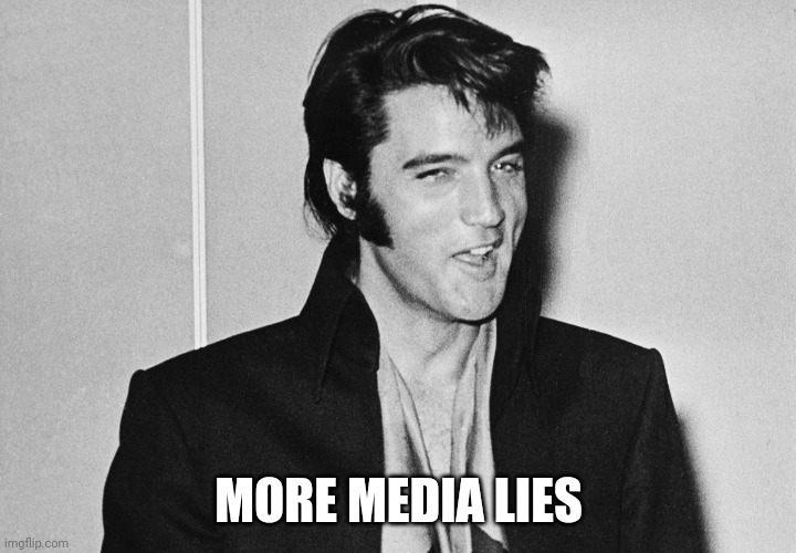 MORE MEDIA LIES | image tagged in elvis | made w/ Imgflip meme maker