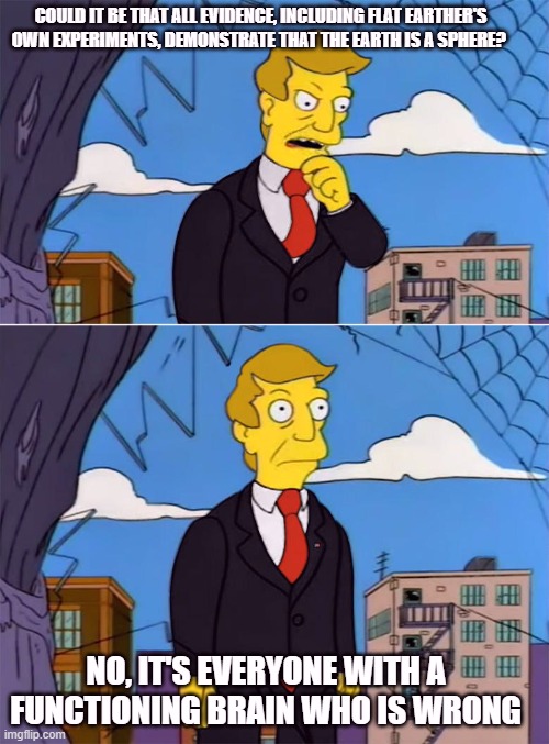 Am I Wrong | COULD IT BE THAT ALL EVIDENCE, INCLUDING FLAT EARTHER'S OWN EXPERIMENTS, DEMONSTRATE THAT THE EARTH IS A SPHERE? NO, IT'S EVERYONE WITH A FUNCTIONING BRAIN WHO IS WRONG | image tagged in am i wrong | made w/ Imgflip meme maker