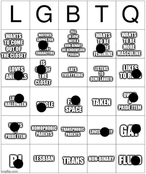 No bingo )': | image tagged in lgbtq bingo | made w/ Imgflip meme maker
