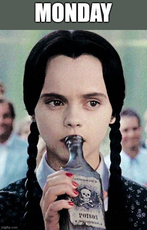 Monday | MONDAY | image tagged in wednesday addams,mondays | made w/ Imgflip meme maker