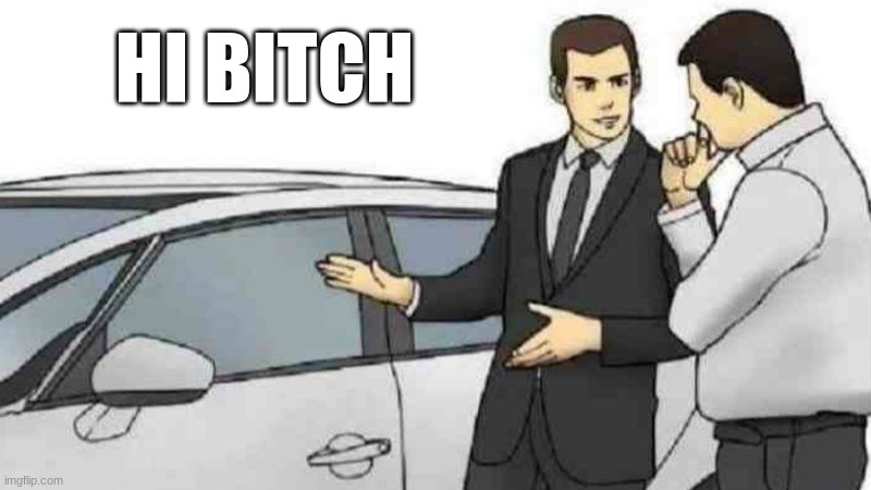 Car Salesman Slaps Roof Of Car | HI BITCH | image tagged in memes,car salesman slaps roof of car | made w/ Imgflip meme maker