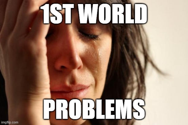 First World Problems Meme | 1ST WORLD; PROBLEMS | image tagged in memes,first world problems | made w/ Imgflip meme maker