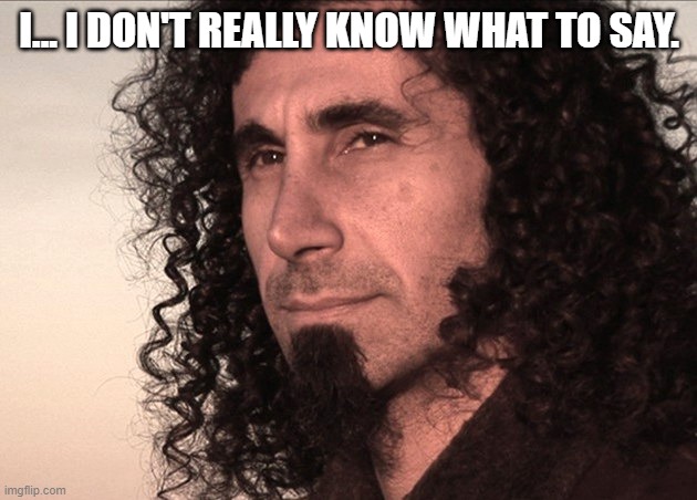 Serj thinking | I... I DON'T REALLY KNOW WHAT TO SAY. | image tagged in serj thinking | made w/ Imgflip meme maker