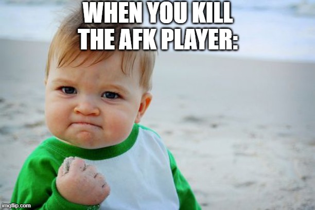Success Kid Original Meme | WHEN YOU KILL THE AFK PLAYER: | image tagged in memes,success kid original | made w/ Imgflip meme maker
