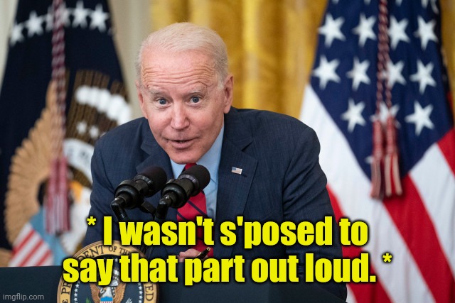 Biden Whisper | * I wasn't s'posed to say that part out loud. * | image tagged in biden whisper | made w/ Imgflip meme maker
