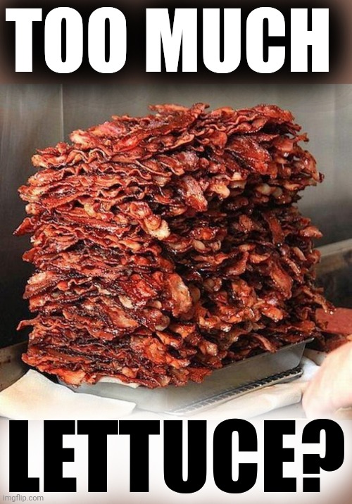 bacon | TOO MUCH LETTUCE? | image tagged in bacon | made w/ Imgflip meme maker
