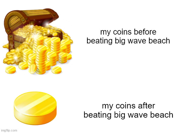 Did you lose your coins too | my coins before beating big wave beach; my coins after beating big wave beach | image tagged in plants vs zombies | made w/ Imgflip meme maker
