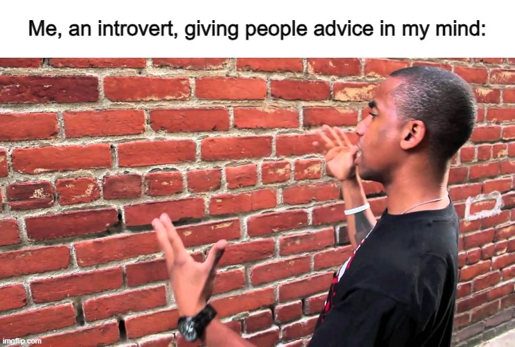 And they're always grateful | Me, an introvert, giving people advice in my mind: | image tagged in talking to wall | made w/ Imgflip meme maker