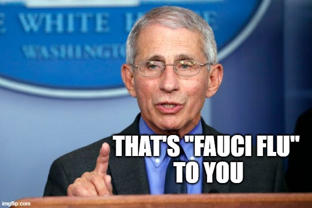 Dr. Fauci | THAT'S "FAUCI FLU" 
TO YOU | image tagged in dr fauci | made w/ Imgflip meme maker