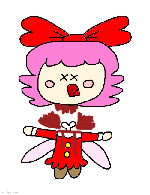 Ribbon's death pose | image tagged in kirby,gore,blood,funny,cute,fanart | made w/ Imgflip meme maker