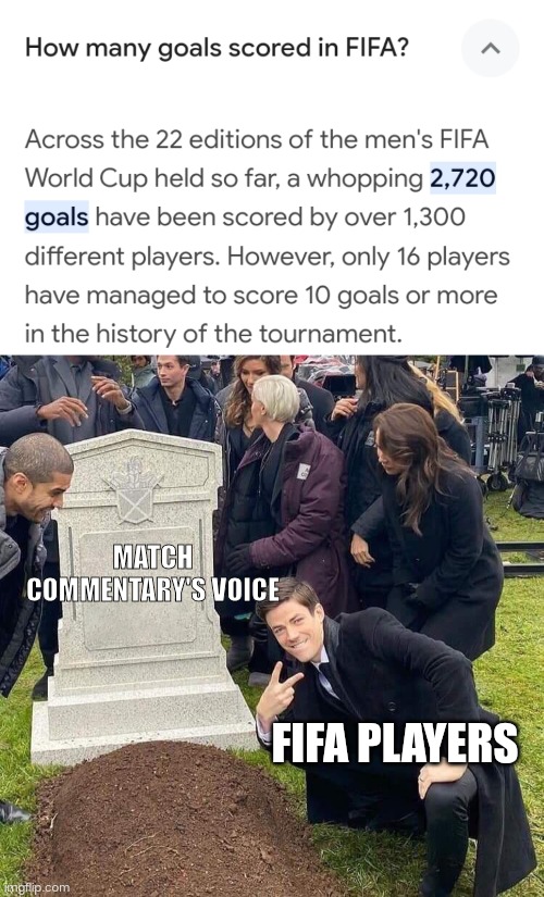 Match commentaries be like | MATCH COMMENTARY'S VOICE; FIFA PLAYERS | image tagged in guy posing in front of grave,football,messi,fifa | made w/ Imgflip meme maker