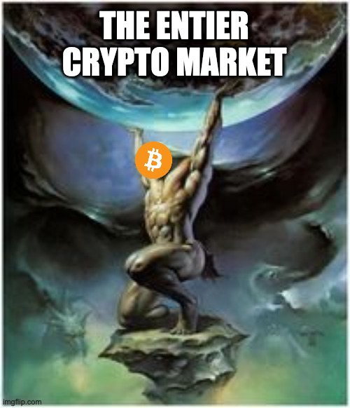 Btc meme | THE ENTIER CRYPTO MARKET | image tagged in atlas holding earth,btc,bitcoin,cryptocurrency,meme,crypto | made w/ Imgflip meme maker